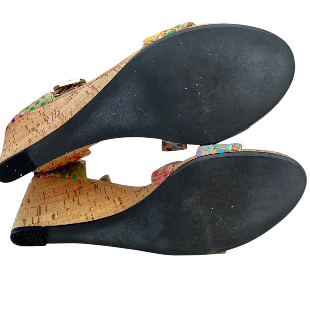 Vaneli Women’s Size 7M Multi-Color Cork Wedge Sandals With Buckle Strap - Picture 5 of 13